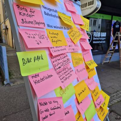 Pinnwand mit Ideen der Fellbacher