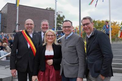 Meiens OB Olaf Raschke, Fellbachs ehem. OB Christoph Palm, Christina Stumpp MdB, Siegfried Lorek MdL und Landrat Dr. Richard Sigel